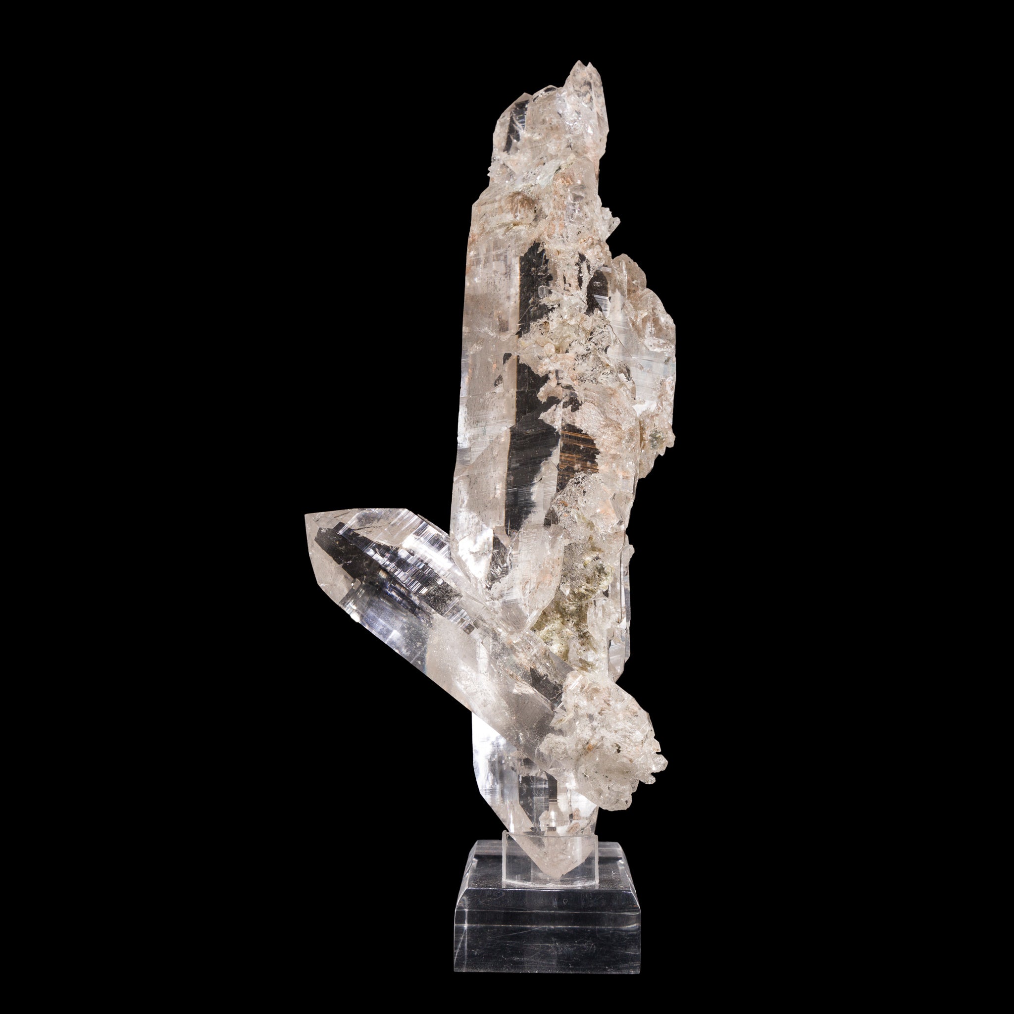 Rare - Double terminated quartz with offers faden quartz attachement and chlorite inclusions - from Swiss Alps