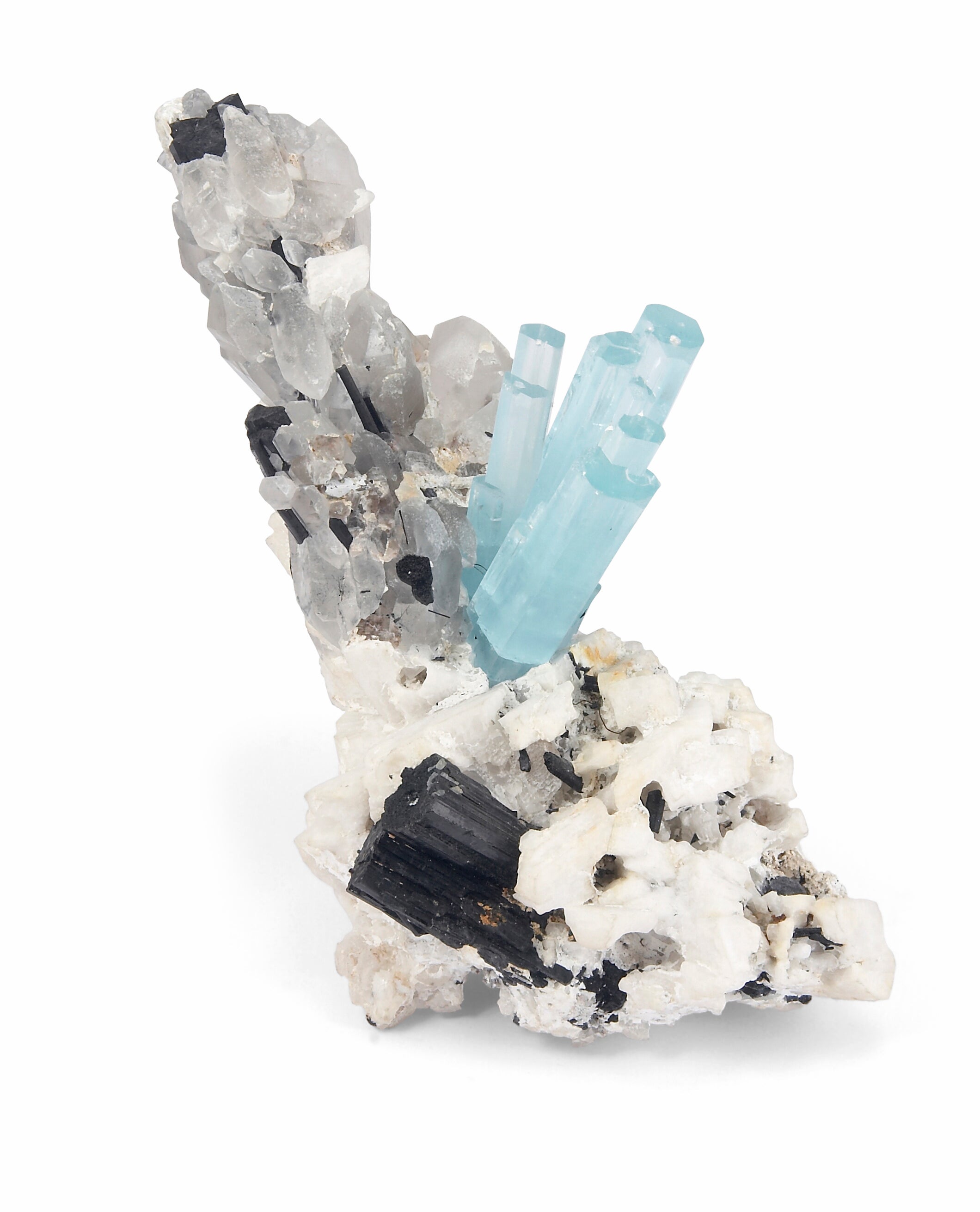 Aquamarine outlet Crystal in white matrix with black tourmaline