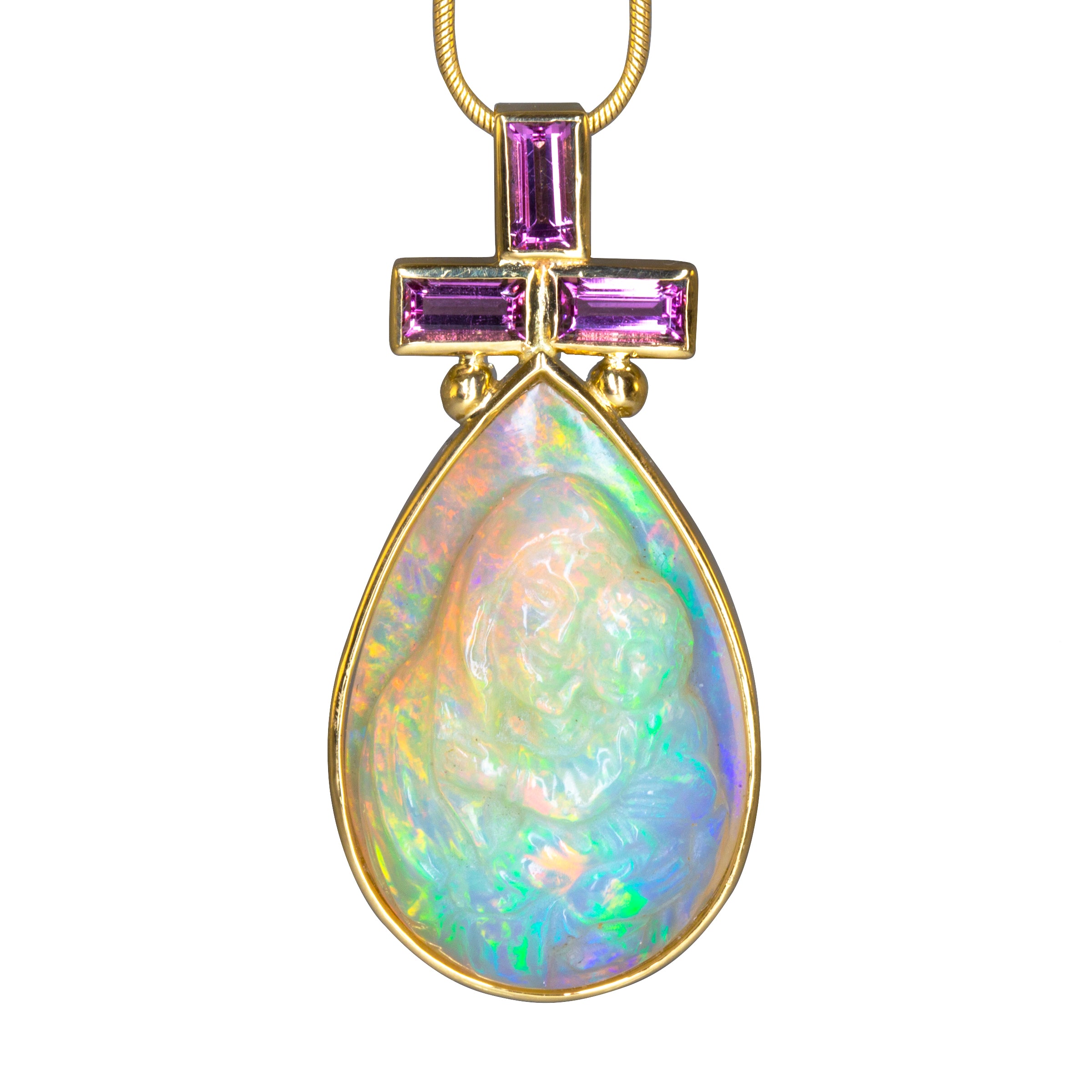 Carved on sale opal pendant