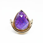 Amethyst 10.92ct Faceted Teardrop Handcrafted 14k Gemstone Ring - BBO-308 - Crystalarium