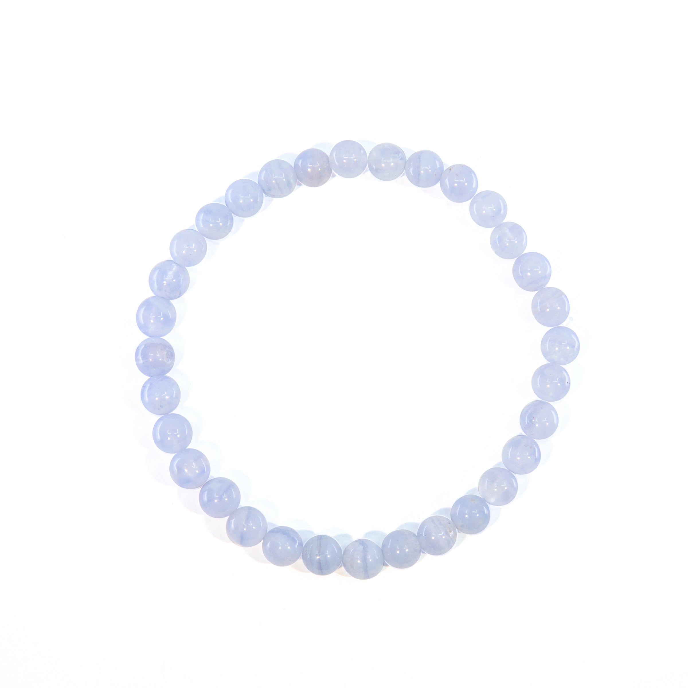 Blue Lace Agate 6mm Beaded Bracelet - JJW-117 - Crystalarium