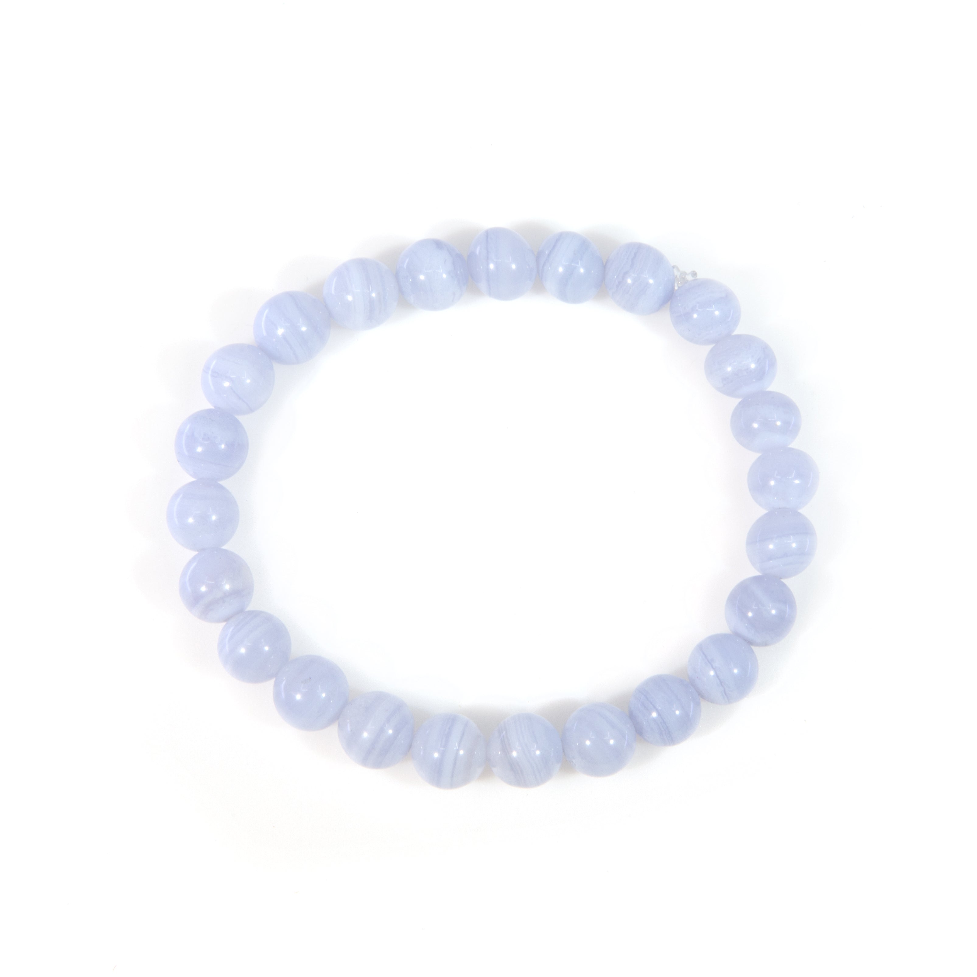 Blue Lace Agate 8mm Beaded Bracelet - JJW-118 - Crystalarium