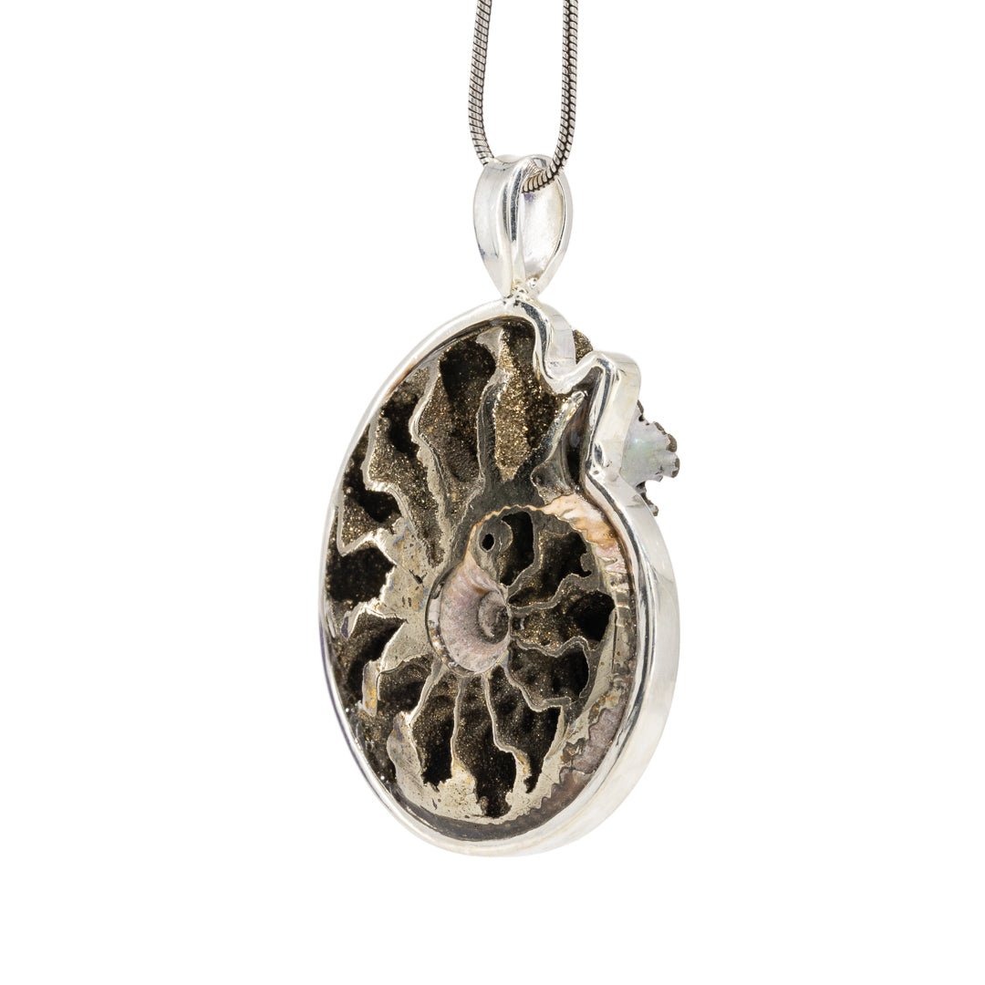 Pyrite Ammonite Pendant selling | Sterling Silver